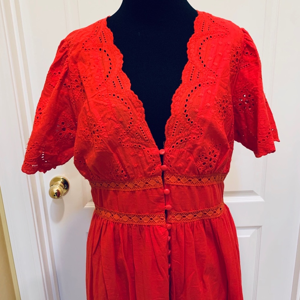 ***LOVE RICHE tomato red maxi dress size large NWT